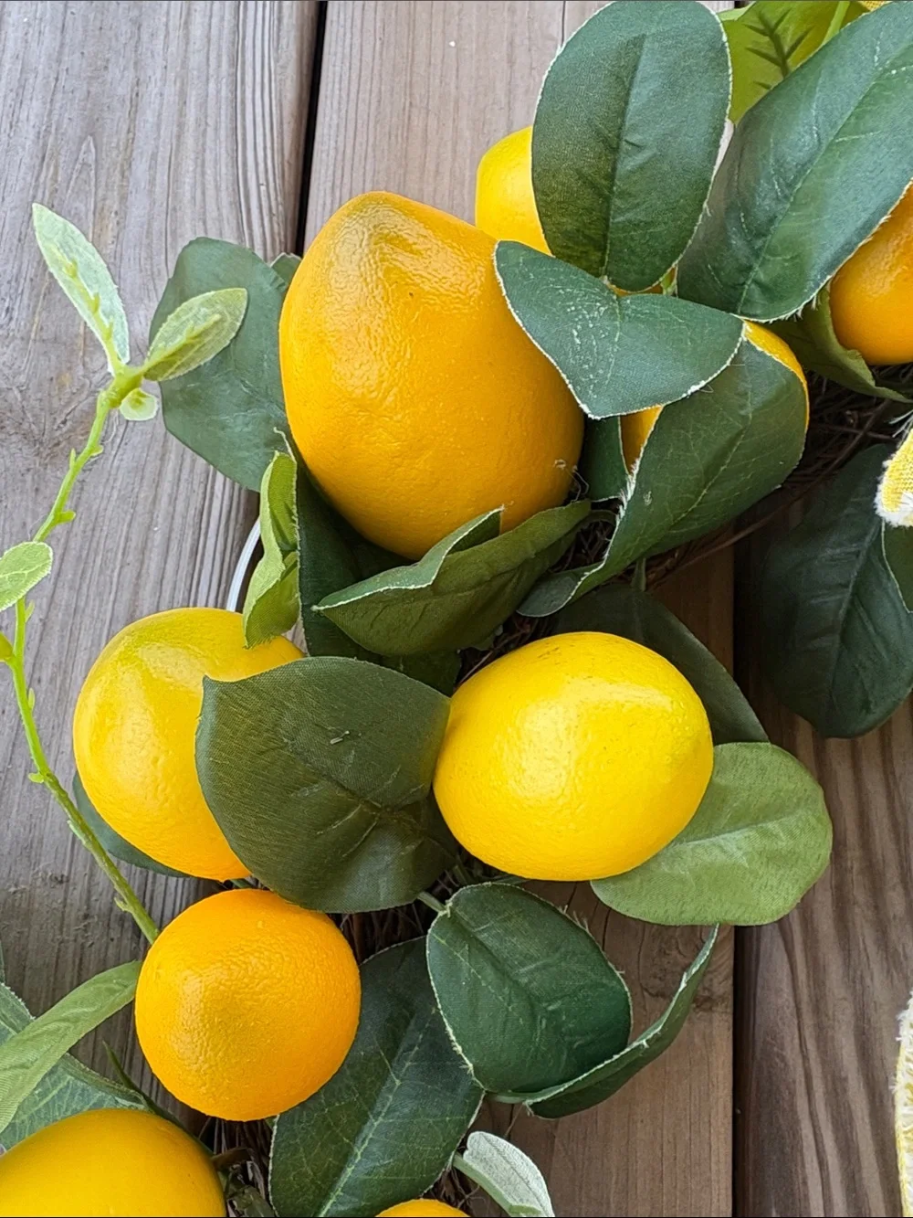 Vintage Lemon Wreath with yellow burlap Bow
